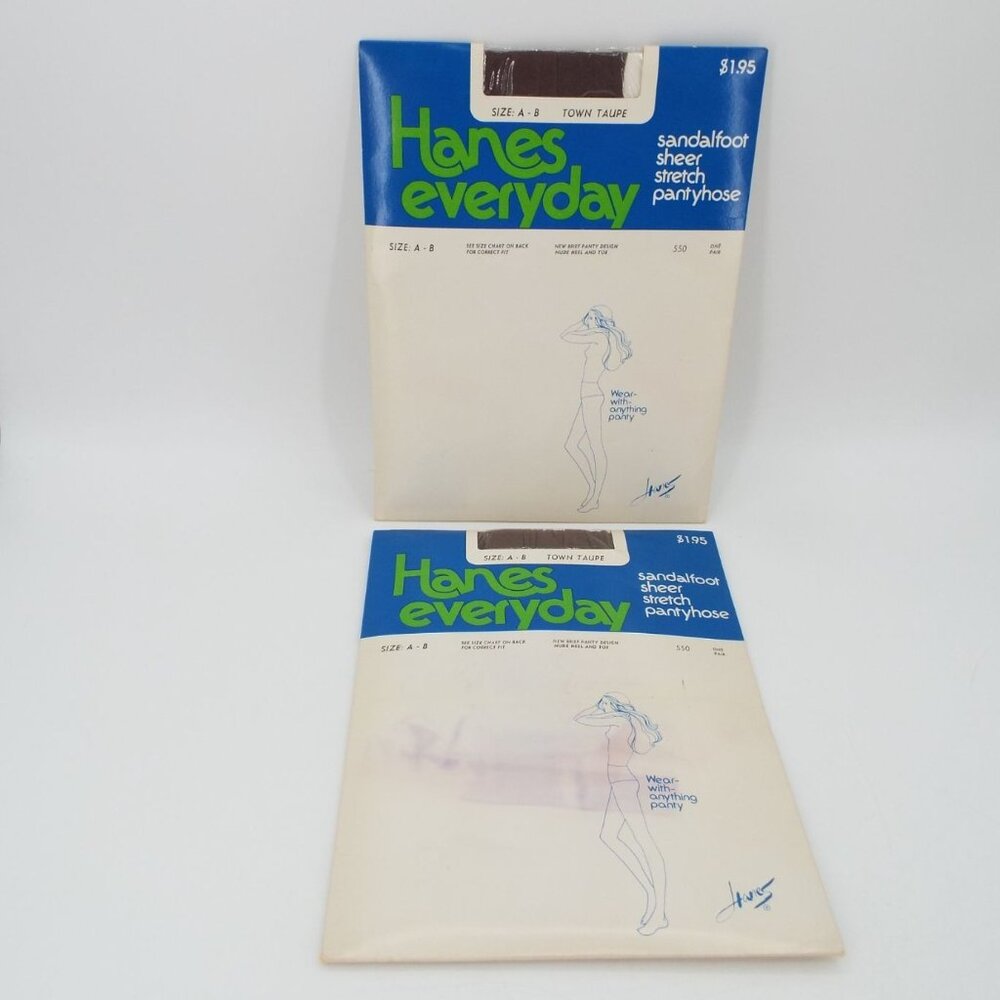 Vintage Hanes Everyday Town Taupe Sandalfoot Sheer Stretch Pantyhose Size A-B